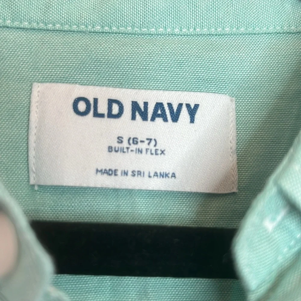 Old Navy Kids Short Sleeve Teal Button Down Cotton Dress Shirt Boys Size‎ Small